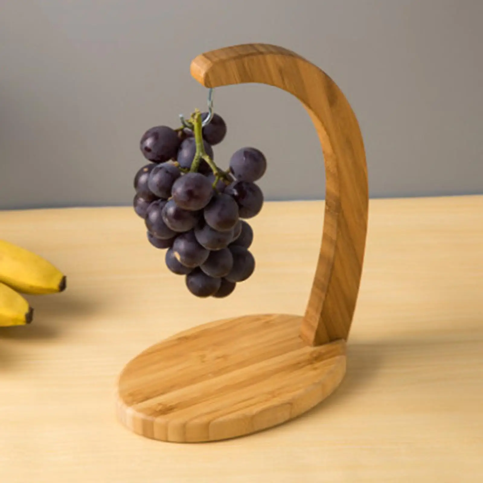 Banana Holder Tree Stand Bamboo Hanger Grapes Storage Kitchen Decoration