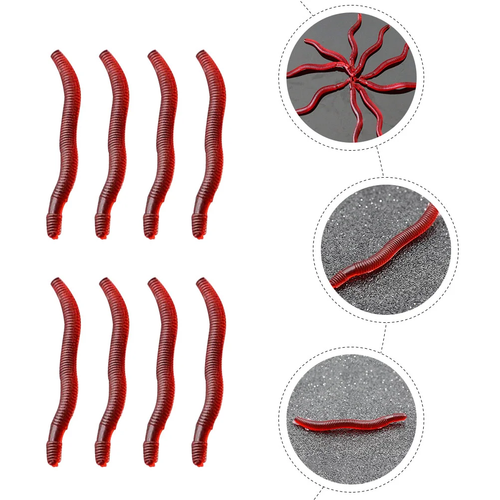 150 Pcs Artificial Bait Fishing Worms Lures for Earthworms Sale Supply Lifelike Red Fake Toy