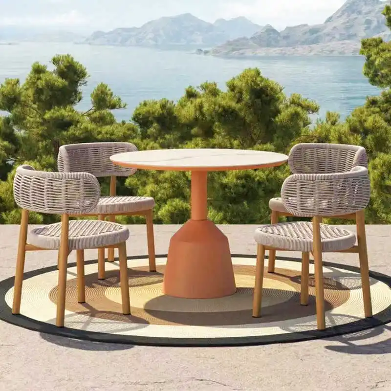 

Outdoor aluminum alloy table and chair courtyard villa open-air garden rattan chair waterproof outdoor
