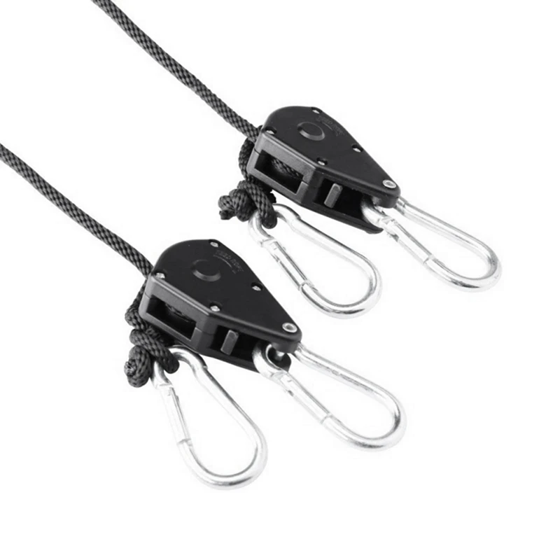 36PCS Adjustable 1/8Inch Lanyard Hanging For Tent Fan LED Grow Plant Lamp Rope Ratchet Hanger Pulley Lifting Pulley Hook