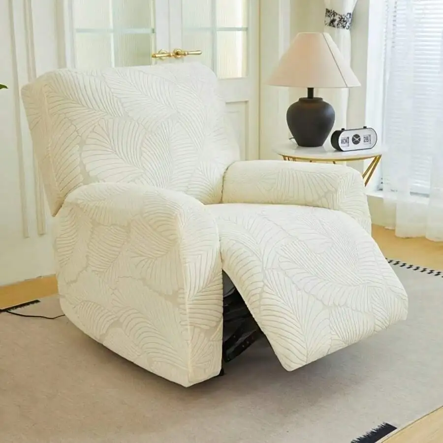 Premium 4-Piece Recliner Slipcover, High Stretch Jacquard Chair Cover, Water-Resistant & Pet-Friendly Furniture Protector, view 6