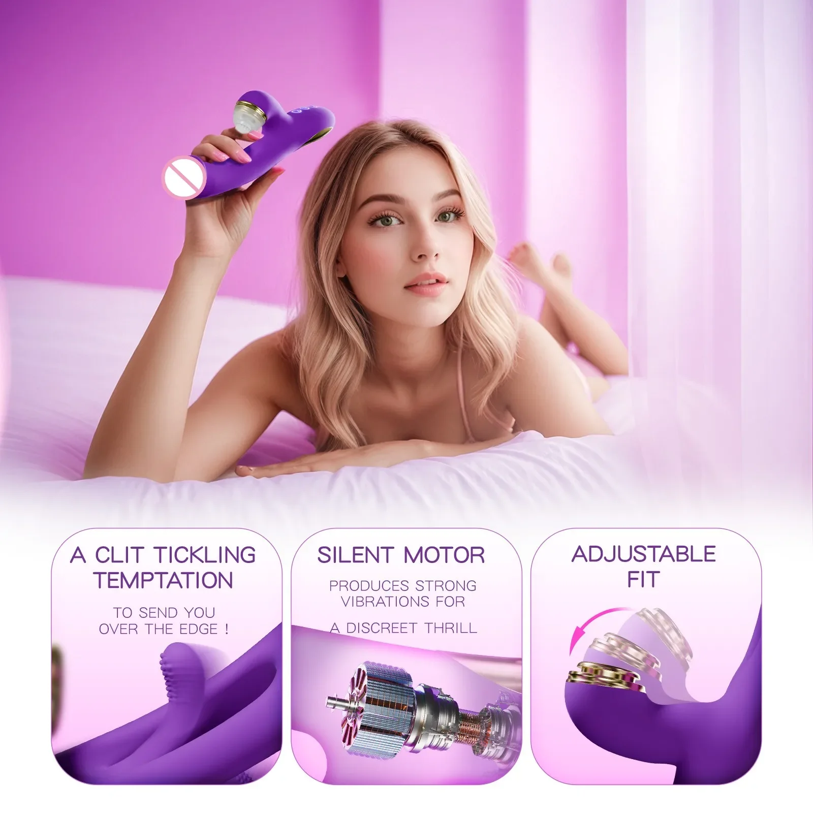 New 3 Replaceable Dildo Vibrator for Women Tapping Tongue Licking Sucker Clitoris Stimulator Female Masturbator Adult Sex Toys