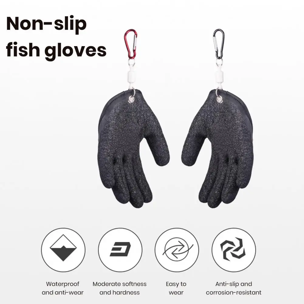 Catching Gloves with Release Carabiner Professional Anti-slip Fishing Gloves with Release Carabiner for Men for Handling