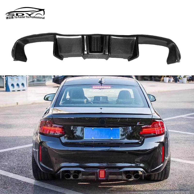 

F87 M2 High Quality Carbon Fiber ST Style Rear Diffuser Rear Bumper Lip With Light for M2 F87 M2C
