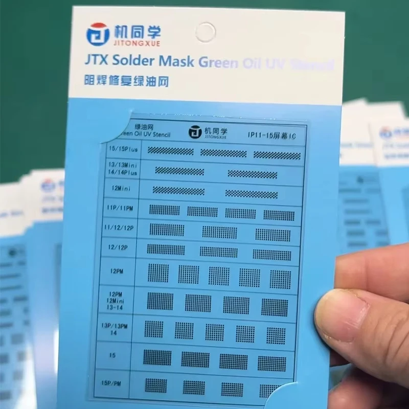 NEW JTX Green Oil Net UV Solder Mask Ink Mesh For iPhone 11-15Pro Max LCD Touch Screen IC Chip Rework BGA Reballing Stencil