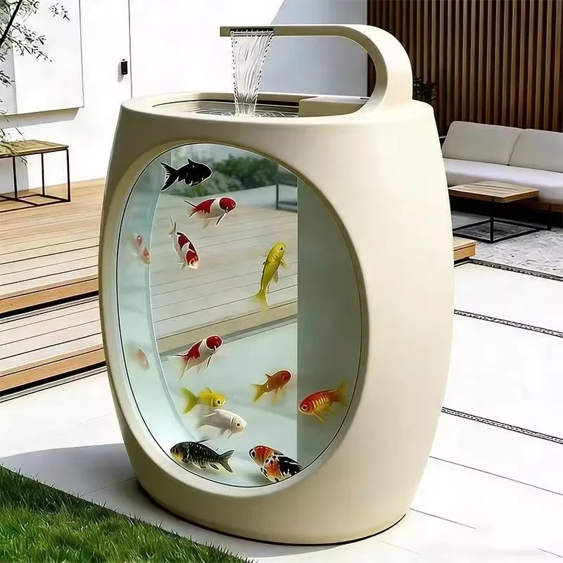 Finished Circular Wateall Flowing Water Landscape Fish Tank Indoor Decorative Aquarium Home Decoration Ornament