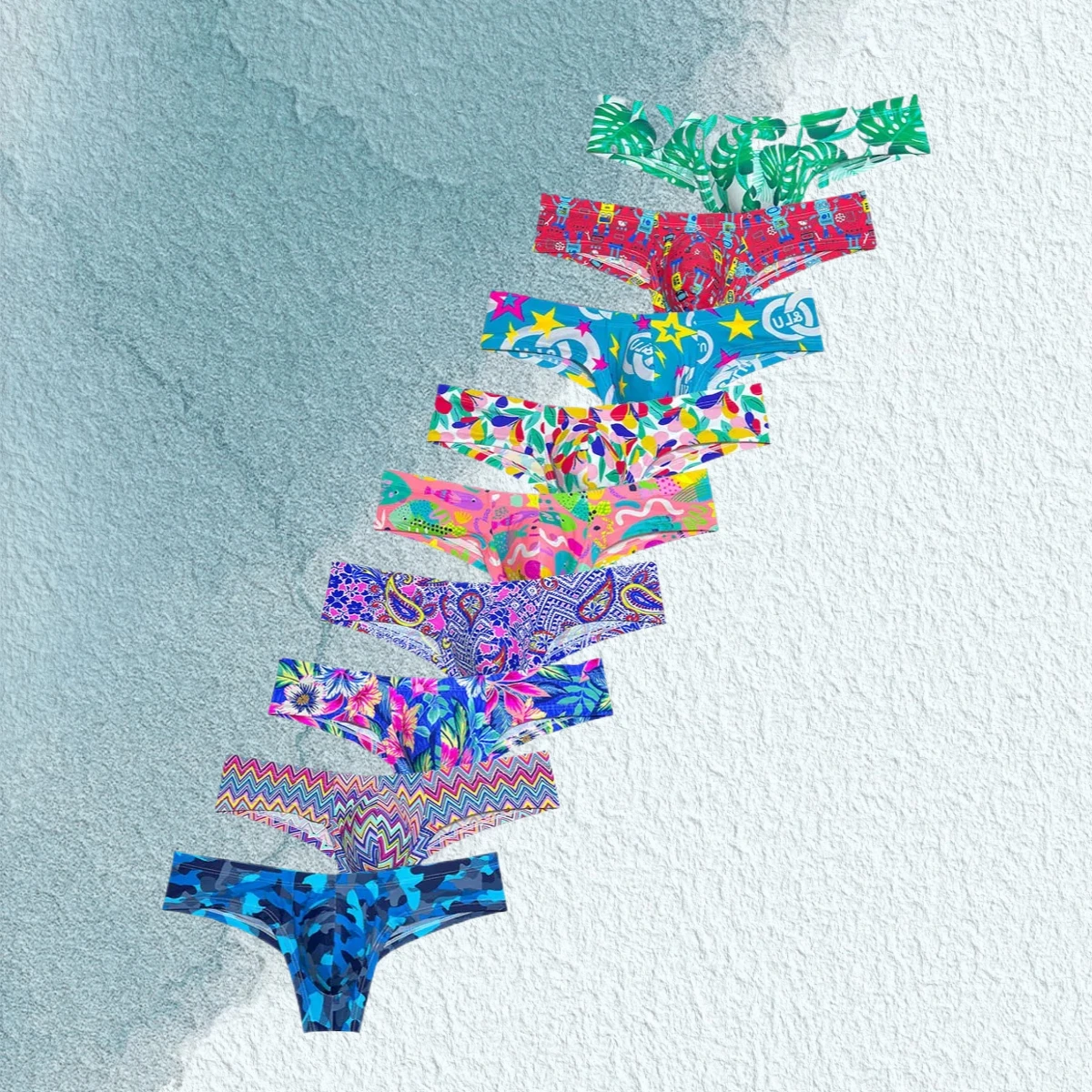 

Cheeky Brief Men's Underwear Pouch Low Waist Boxers Shorts Bottoms Stretchy Underpant Flower Print Breathable Comfy Bikini Brief