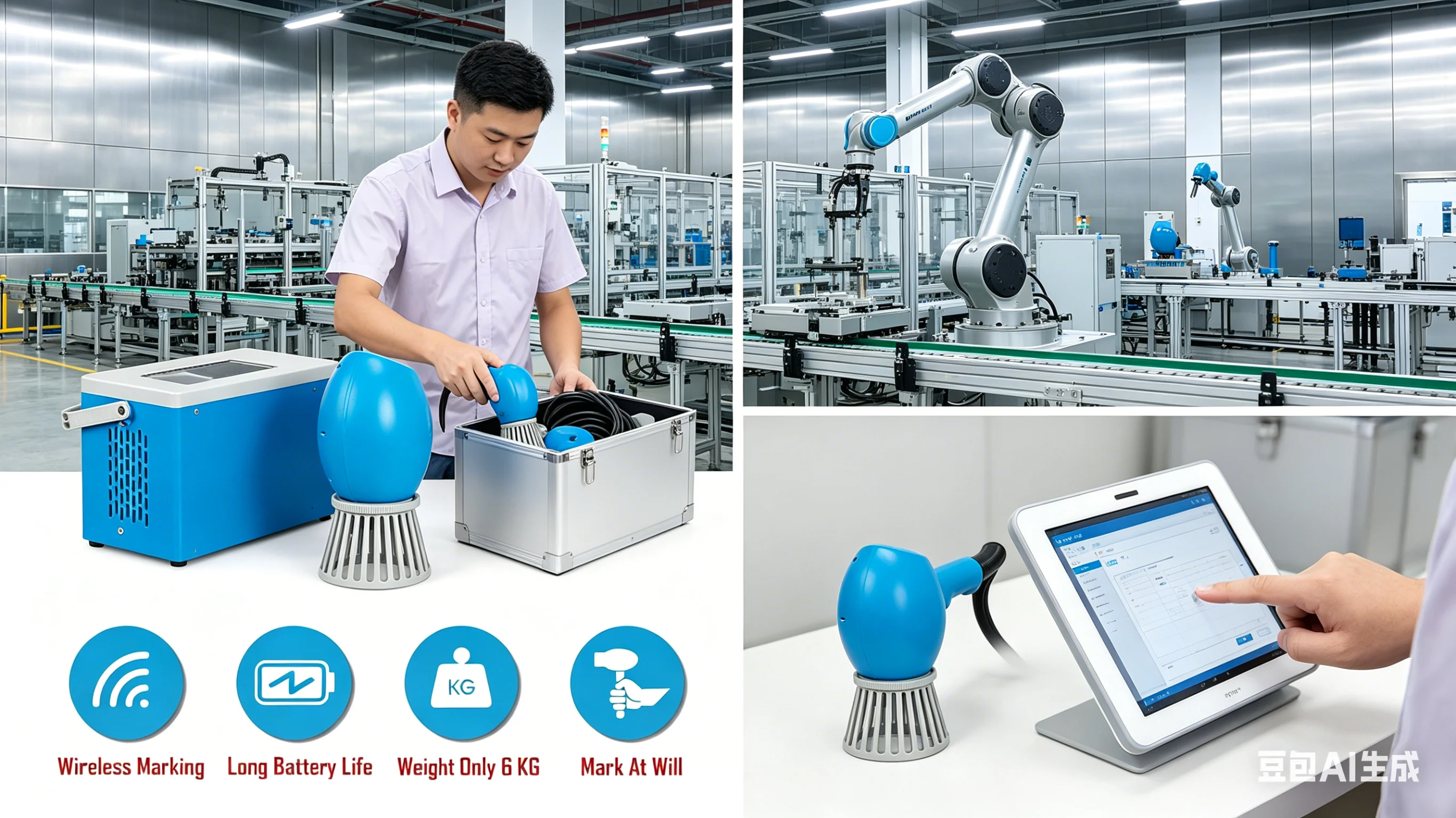 Wireless Handheld 30W Fiber Laser 20W Marking Machine LY-Q8-30 LY-Q8-20 Suitcase Packaging for Metal Steel Carving Engraving