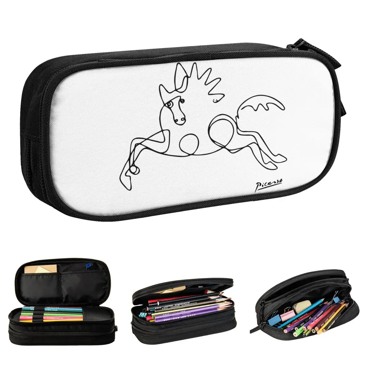 Pablo Picasso Horse Artwork Pencil Cases Surrealism Art Pencil Pouch Pen Girl Boy Big Capacity Bag Office Gifts Stationery