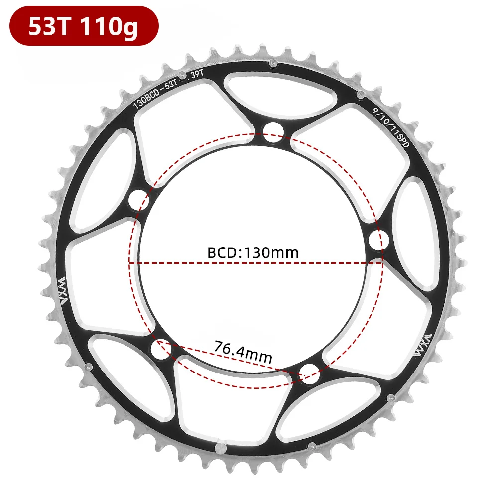 VXM Bicycle Double Chainring 130BCD 39T 53T 42T 55T 46T 56T Road Bike Crankset Riding Disc Aluminum Chainwheel Folding Bike Disc