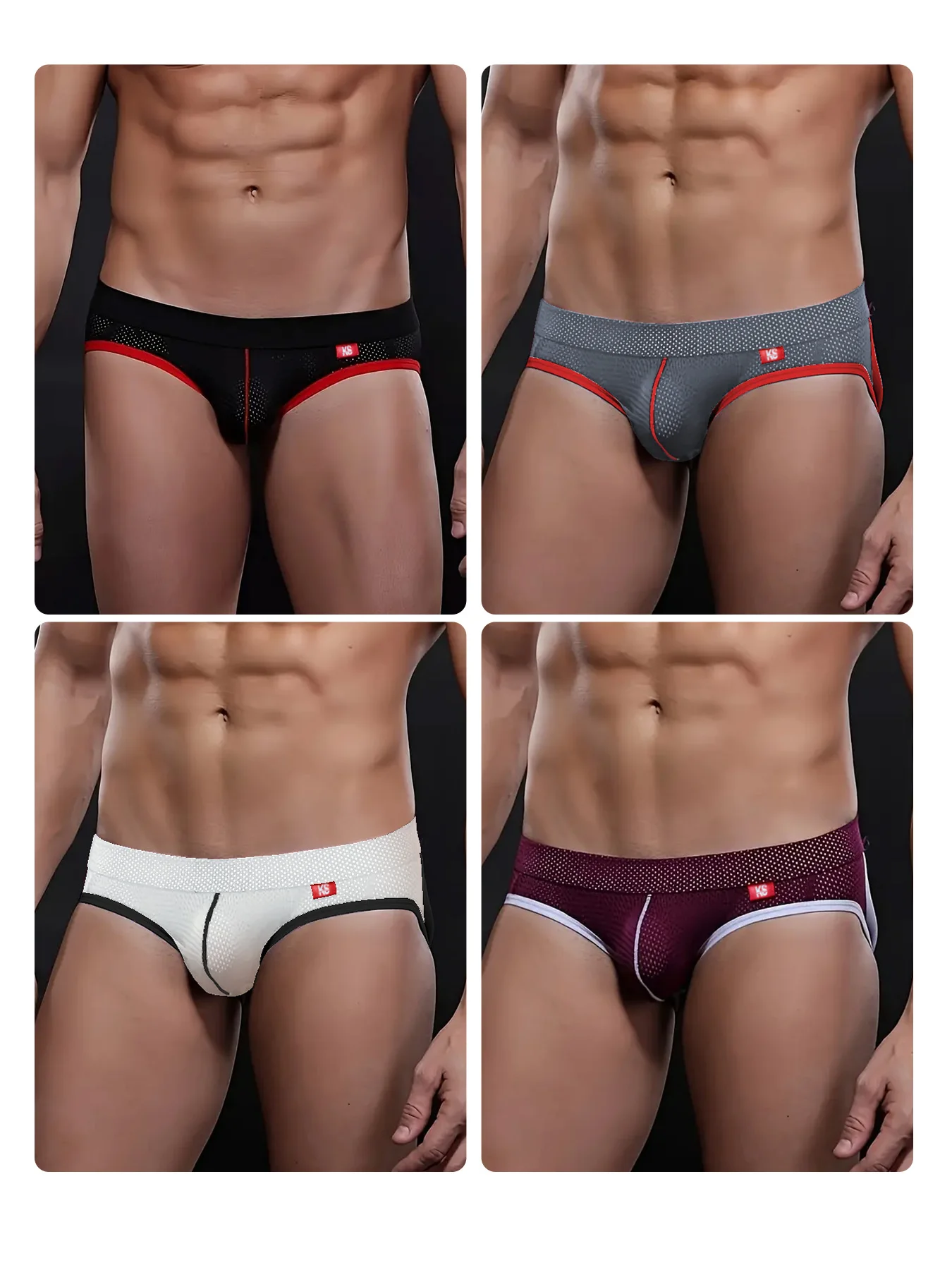 

Sexy Gay Men Mesh Jockstrap Underwear Sissy Panties Cueca Tanga Male Thong String Hollow Out Strap Briefs Erotic Lingerie 4pcs