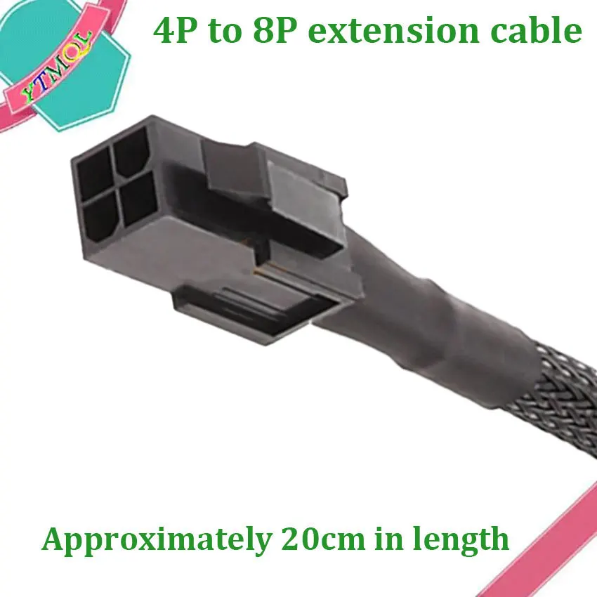 100Pcs Cable convertidor de potencia de 4 pines macho a 8 pines hembra para CPU, adaptador de plomo de 4 pines a 8 pines 20cm