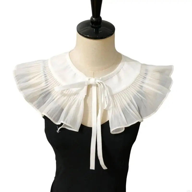 49MA Detachable Collar French Styles Shawl Wrap Ruffled False Collar for Everyday Use