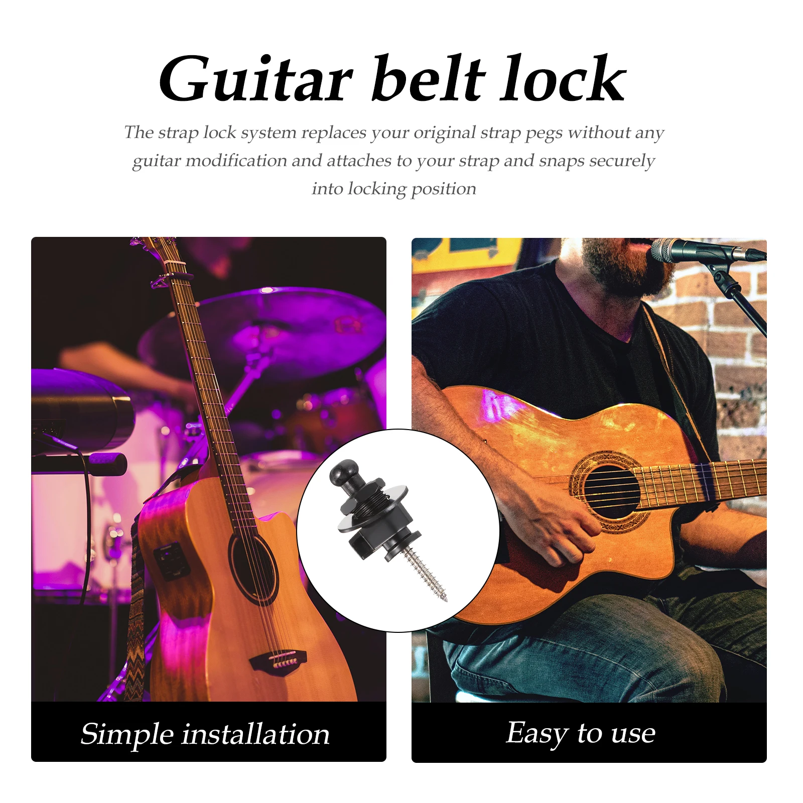 

10 Pcs Guitar Studs Anti Slip Bass Belt Locks Fixator Button Alloy Nail Strap Lock System Electric Guitar Bass Stability