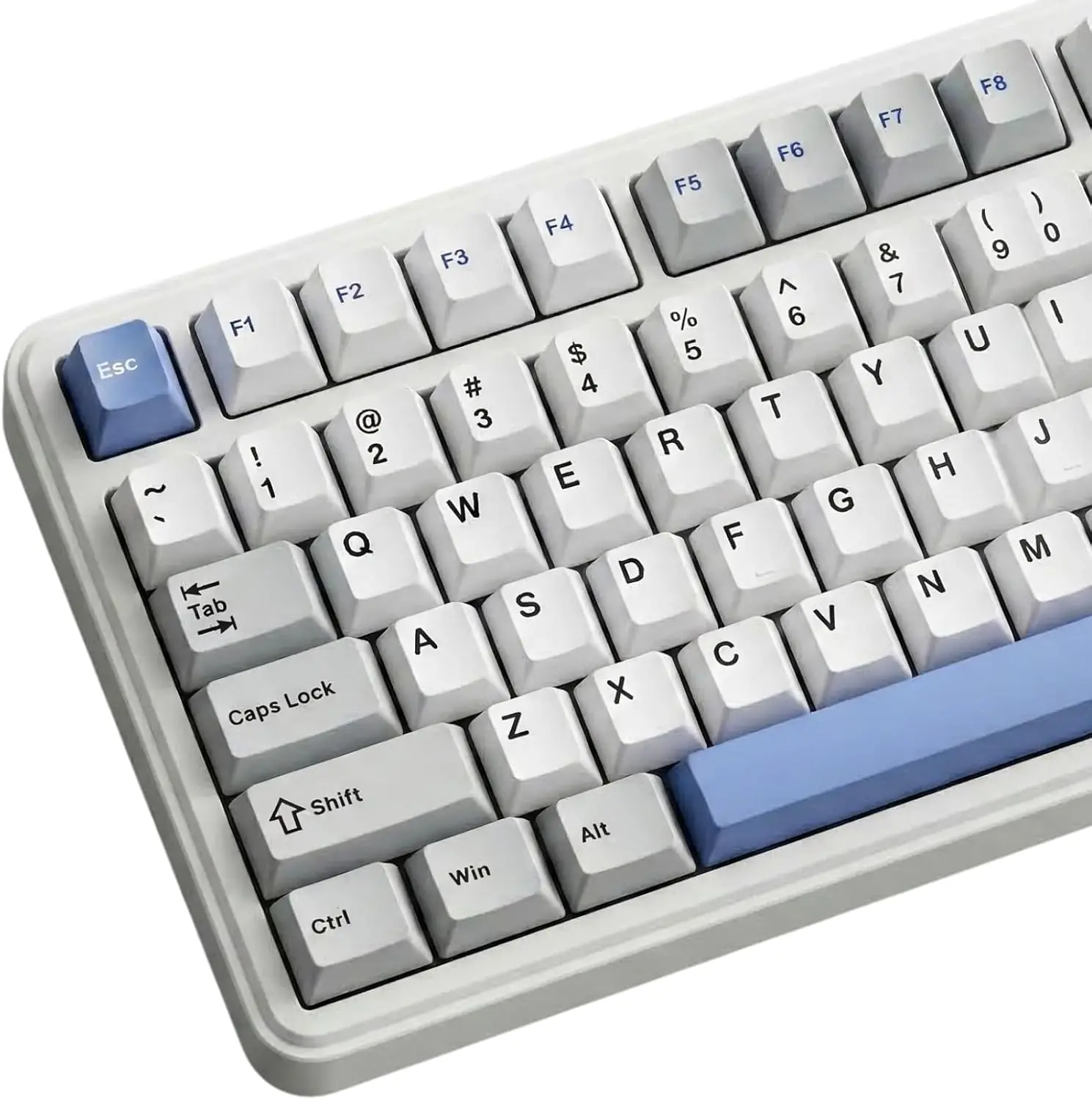 

126 Keys PBT Double Shot Keycaps White Blue Minimalist Keycaps Set for Mechanical Keyboard 60% 65% 75% 100% Cherry MX Switches