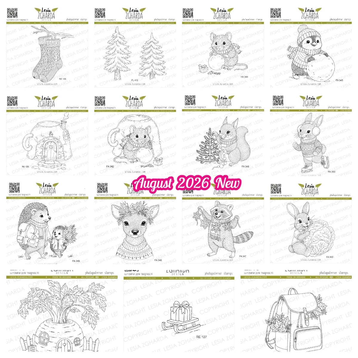 Christmas Winter Photopolymer Stamps Lesia Zgharda Cute Woodland Animals Tree Sock Backpack Clear Stamp Set for Handmade Card