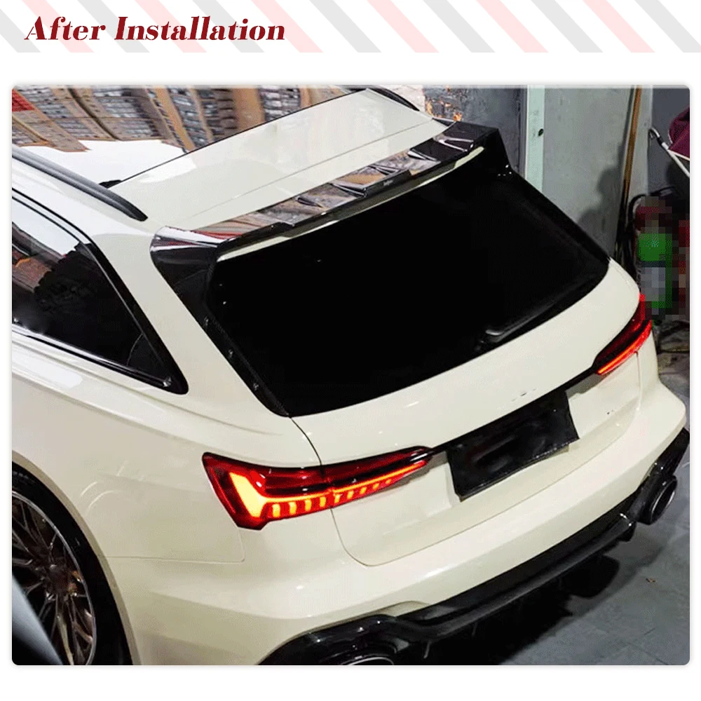 جناح سبويلر للسقف الخلفي للسيارة من الكربون الجاف لأودي RS6 C8 أفانت 2019-2023 أطقم هيكل السيارة للنافذة الخلفية