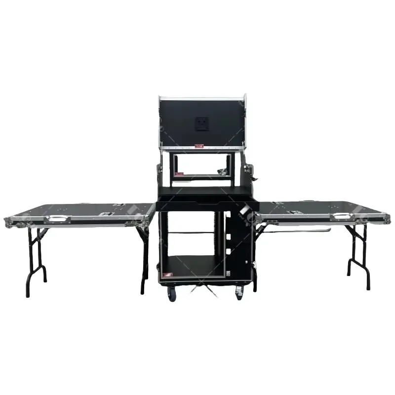 Customized 24 Inch Video Production Case A/V Broadcasting Live Streaming Case with Double Side Table