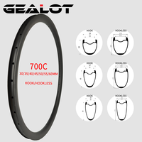 Carbon Rim 700C 28mm Wide Road Bike Boost Gravel 35/40/45/50/55/60mm Deep Clincher Tubeless Bicycle Wheel UD 3K 12K Matte Glossy