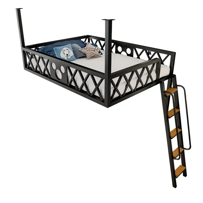 

Hot SalesSimple And Luxury Iron Art Hanging Bed Small Unit Multifunctional Penthouse Suspended Elevated Second Floor Student