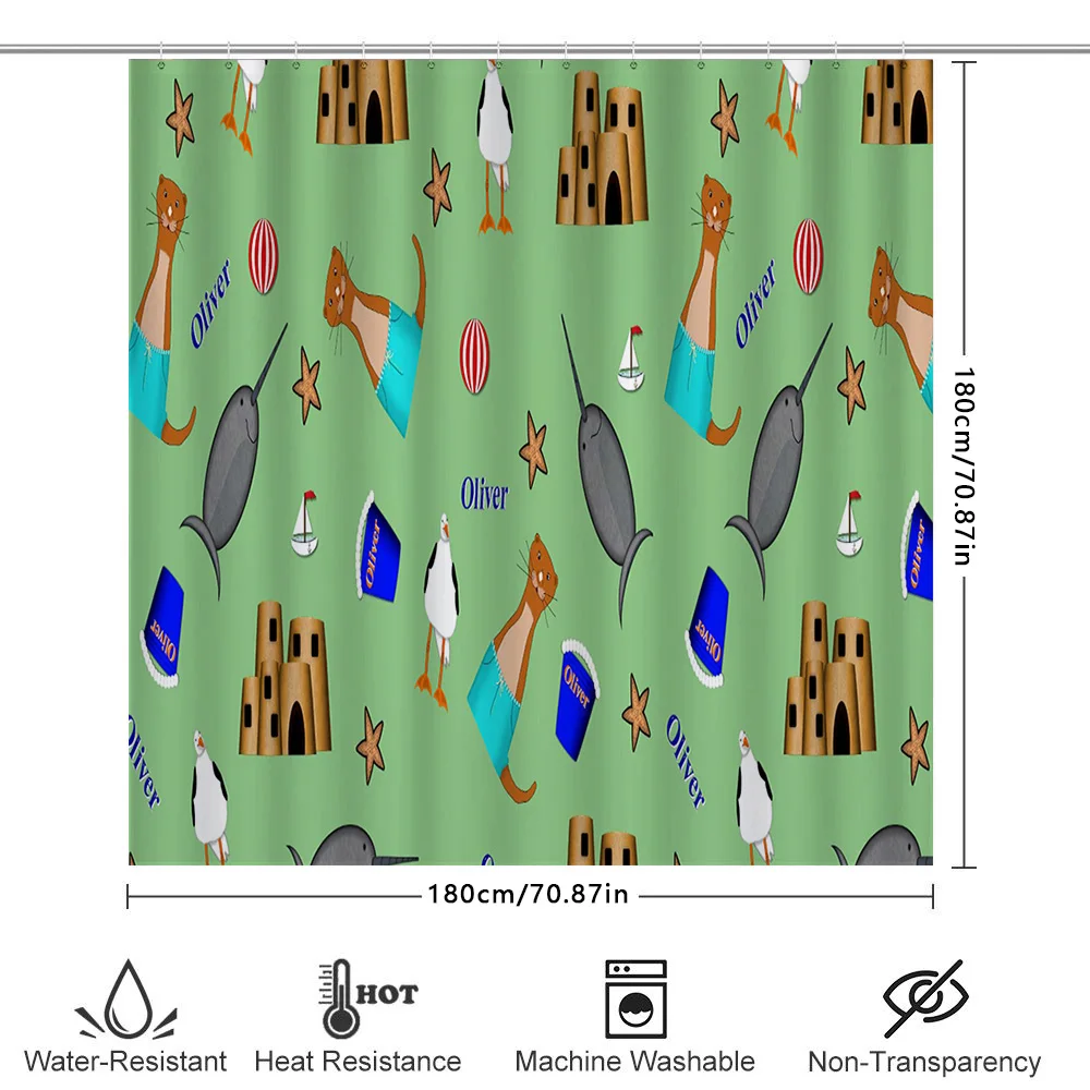 تتميز ستائر حمام الأطفال المبتكرة بتصميمات حيوانات مرحة لديكور الحمام الممتع ستارة دش مقاومة للماء مع كول نابض بالحياة #6