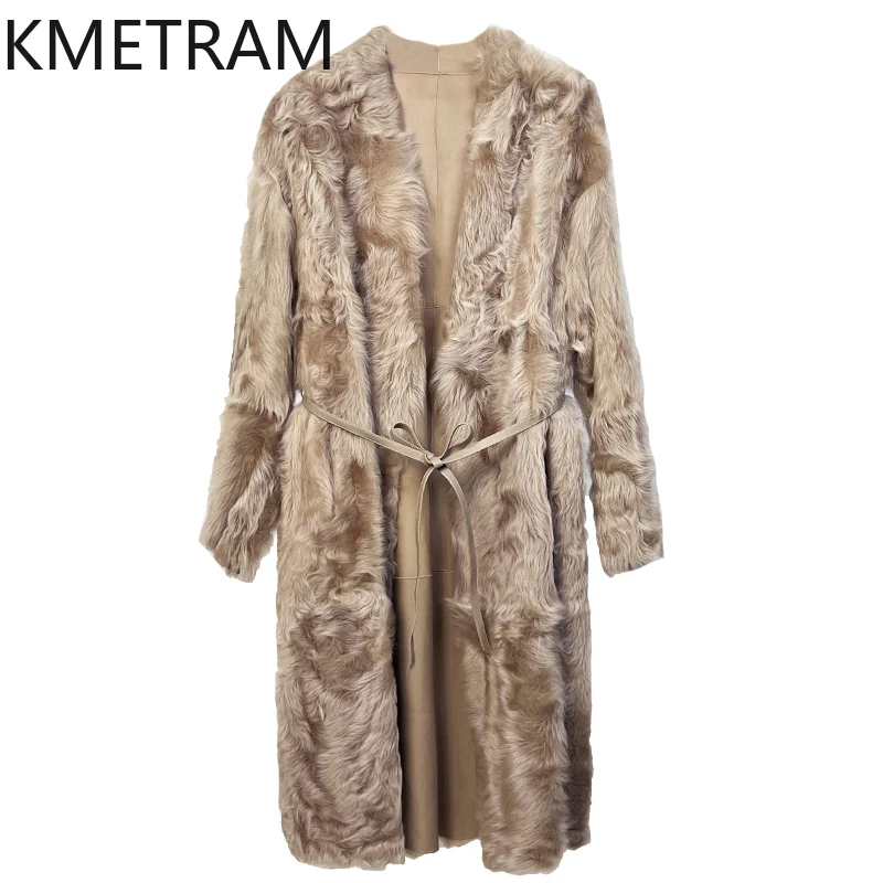 

Двусторонняя меховая куртка из натуральной шерсти и овчины, женская роскошная длинная двусторонняя шуба из натурального меха, зимняя одежда 2025 шуба женская