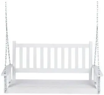 Replacement For White Wooden Porch Swing Bench Hanging Outdoor Patio Garden Yard Hard Wood Chain Size : 54 Inches X 26.5 Inches