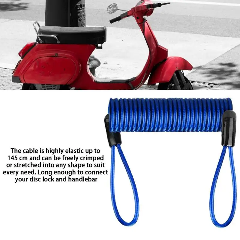 Motorcycle Brake Disc Lock Scooter Reminder Cable Bicycle Spring Rope Bag Anti-Theft Cable Protection Alarm Locks