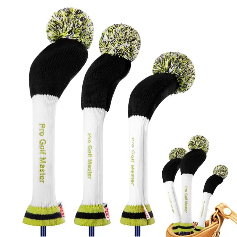 

Knitted Golf Club Head Covers Club Head Covers 3pcs Knit Headcover Long Neck Golf Head Covers For Golf Enthusiasts Family