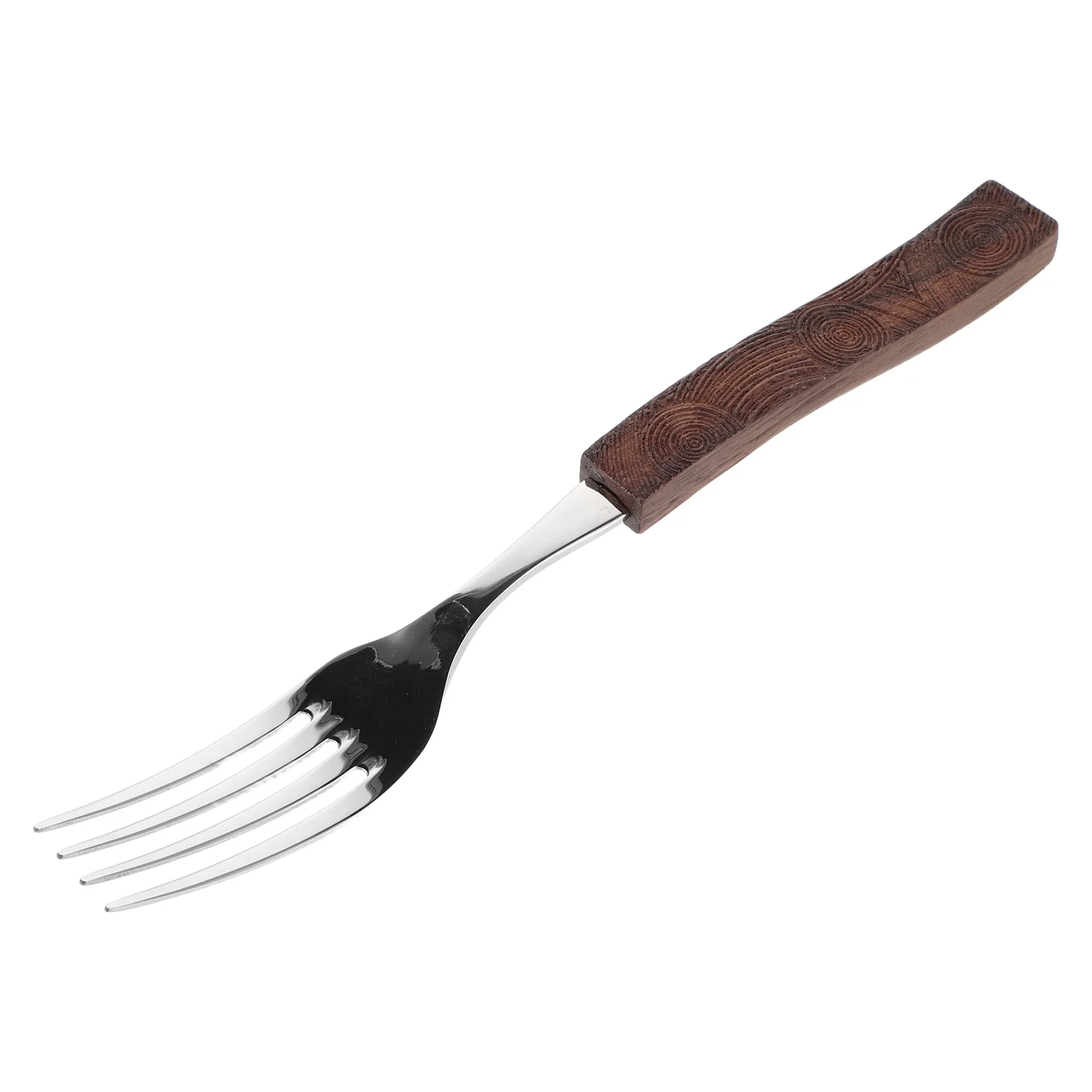 

Dinner Forks Walnut Wood Handle Stainless Steel Metal Pasta Salad Dessert Serving Cutlery Kitchen Camping Tableware