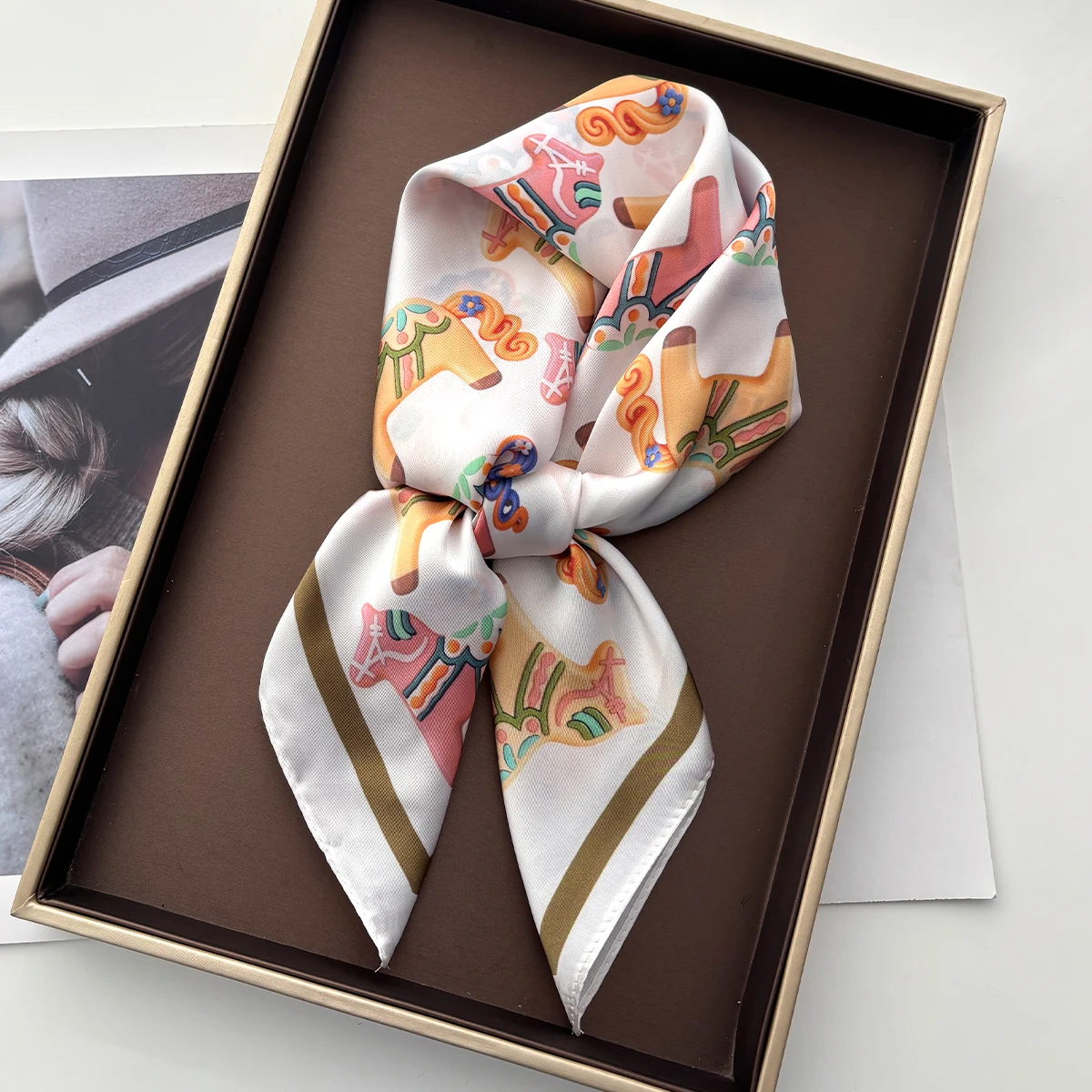 Stylish Imitation Silk Scarves Bandanas Cotton Printed Square Scarf For Women Luxury Hijab Neckerchief Elegant Shawl Wraps