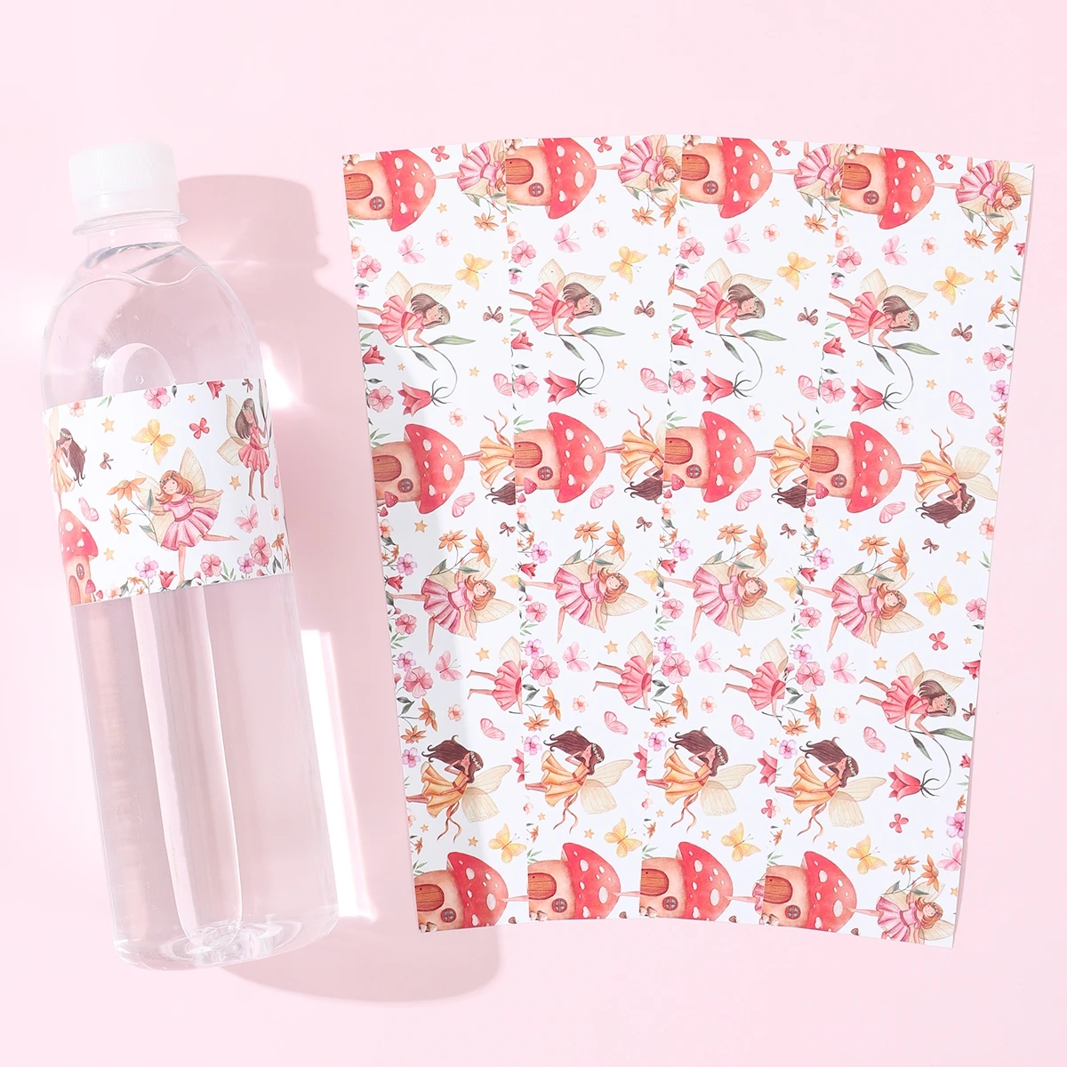 10/24Pcs Flower Fairy Bottle Label Stickers Flower Fairy Birthday Party Decor Kids Favors Gift Bottle Sticker Girl Baby Shower