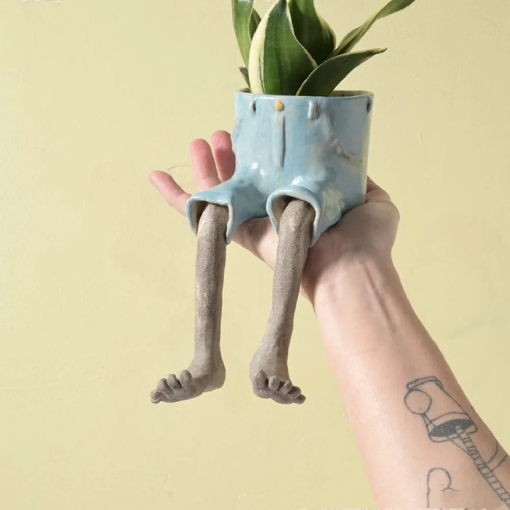 Creative Furniture Flower Pot, Whimsical Hanging Legs Planter – Cute & Funny Home Decor