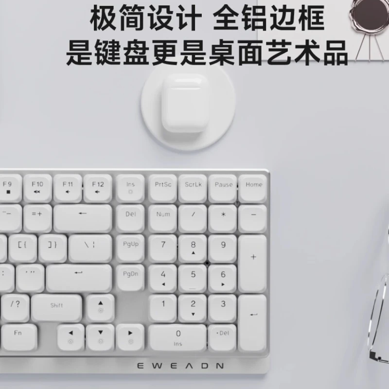 Teclado mecánico de perfil bajo RGB ergonómico inalámbrico Bluetooth teclado multimodo ultrafino y silencioso para computadoras de oficina