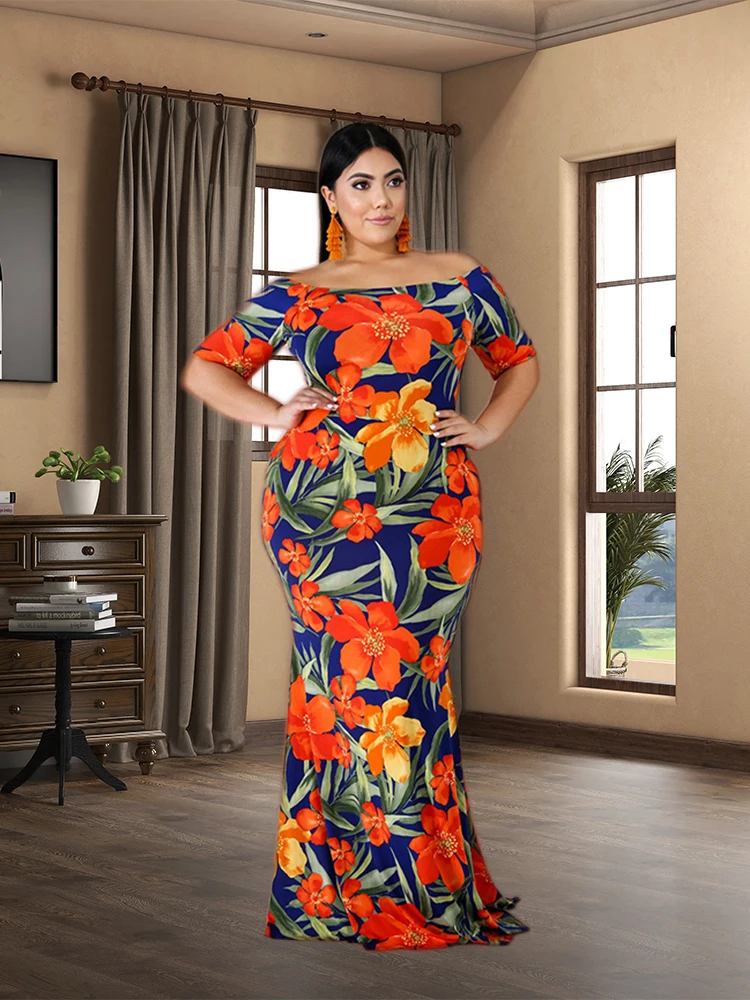 Vestidos de verão 2022 plus size de manga curta floral mulheres robe soirée femme chic dropshipping atacado