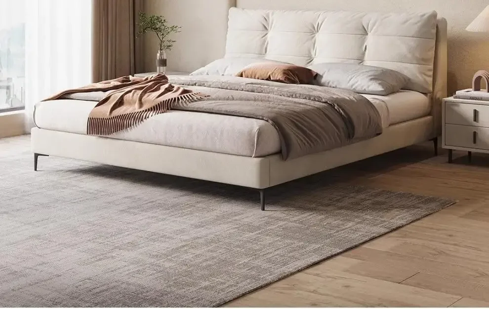 Wind crema, cama de hadas, moderna, sencilla, dormitorio principal, cama de tela, estilo italiano