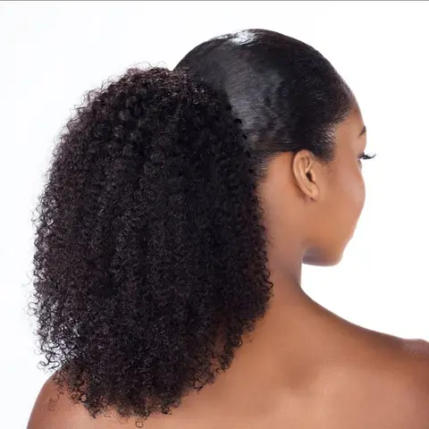 Afro Kinky Curly Drawstring Ponytail Human Hair Extensions Remy 12-24 Inch Mogolian Kinky Curly Hair Pieces Clip in Drawstring