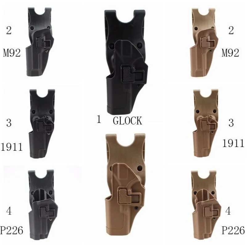 Professional Left Hand Tactical Quick Draw Handgun Holster for GLOCK G17 1911 M92 P226 Pistol Gun Plastic Waist Holder Cover