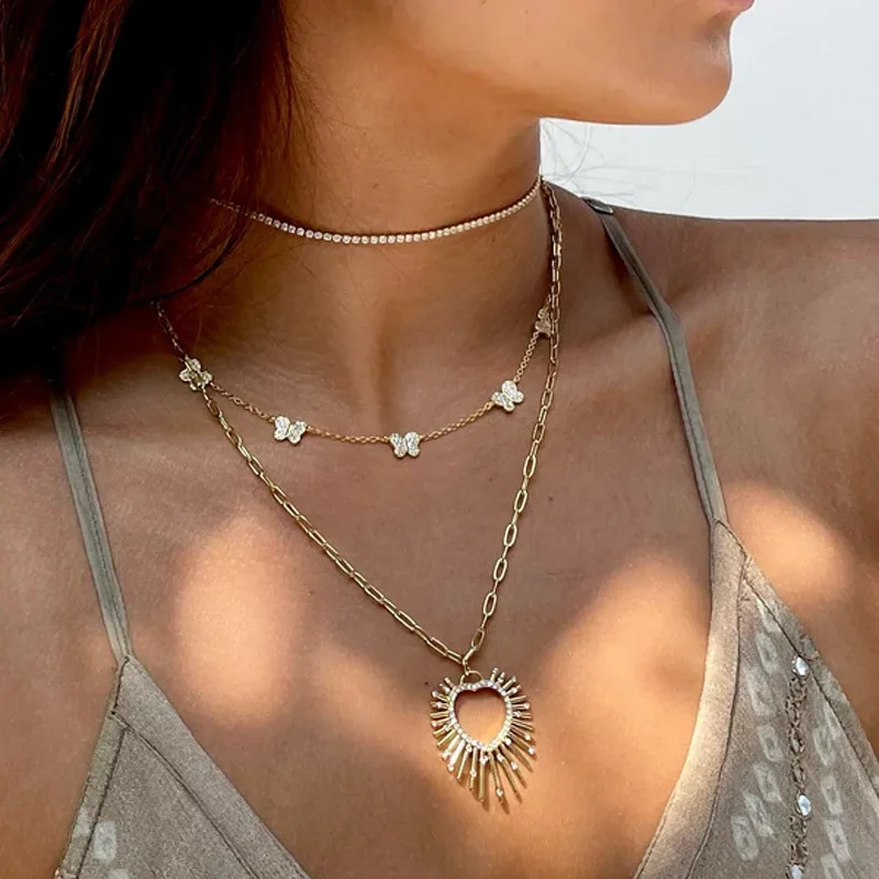 Fashion Fine Butterfly Charm Necklace Cute Lovely Micro Pave Bling Cz Long Y Lariat Chain Women Sexy Necklaces Choker Jewelry