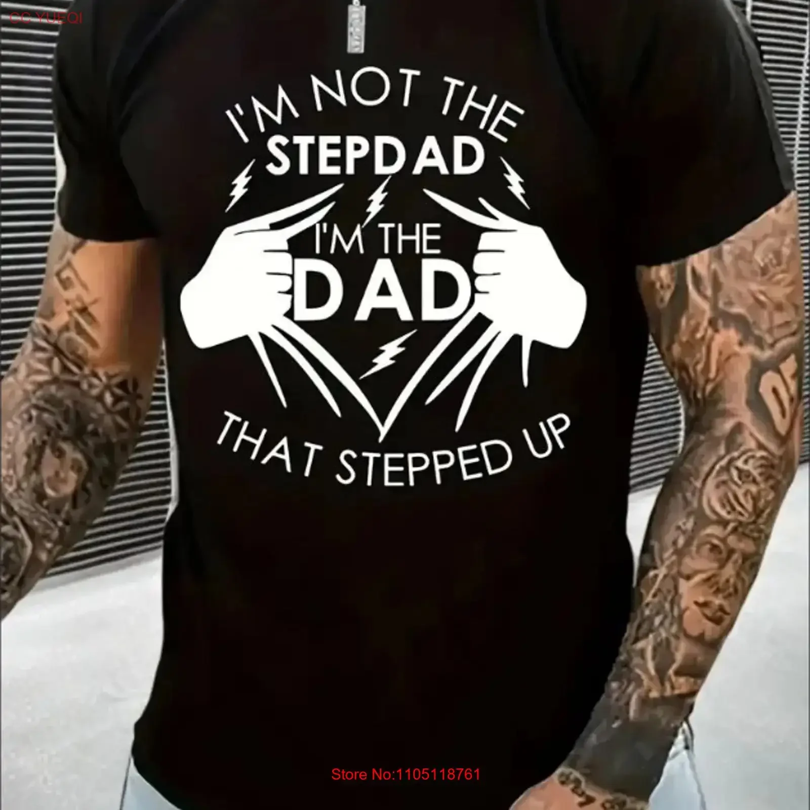 Men I'm not the Stepdad Dad t shirt  vintage Washed streetwear homme fashion designer clothes Slightly Casual