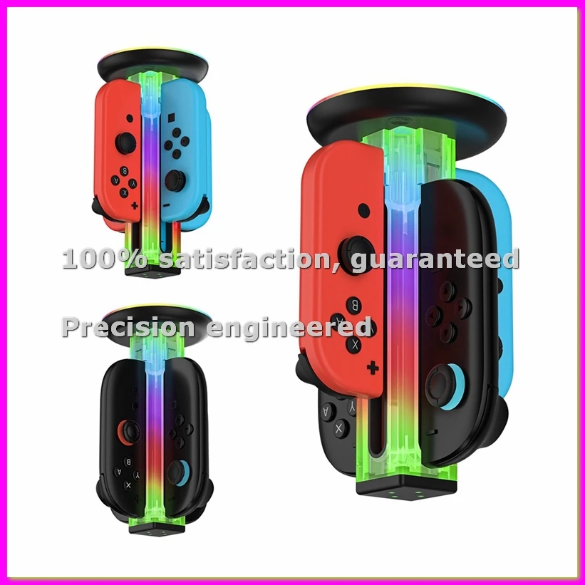 Universal 4 in 1 Charging Dock -NS2318 for Switch/Switch 2 with 5 LED Dazzling Lights and Fingerprint Touch Function-ABVP