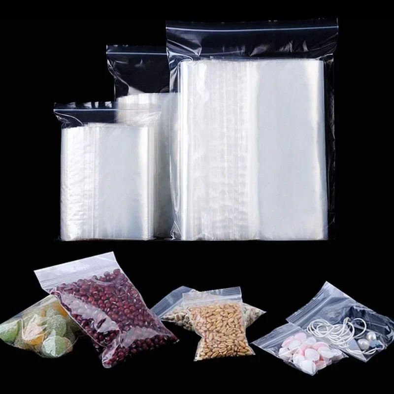 Portable Thicken Zipper Bags Clear Sealing Bags Plastic Storage Bags for Small Jewelry Food Packing Reclosable Zip Sealing Pouch