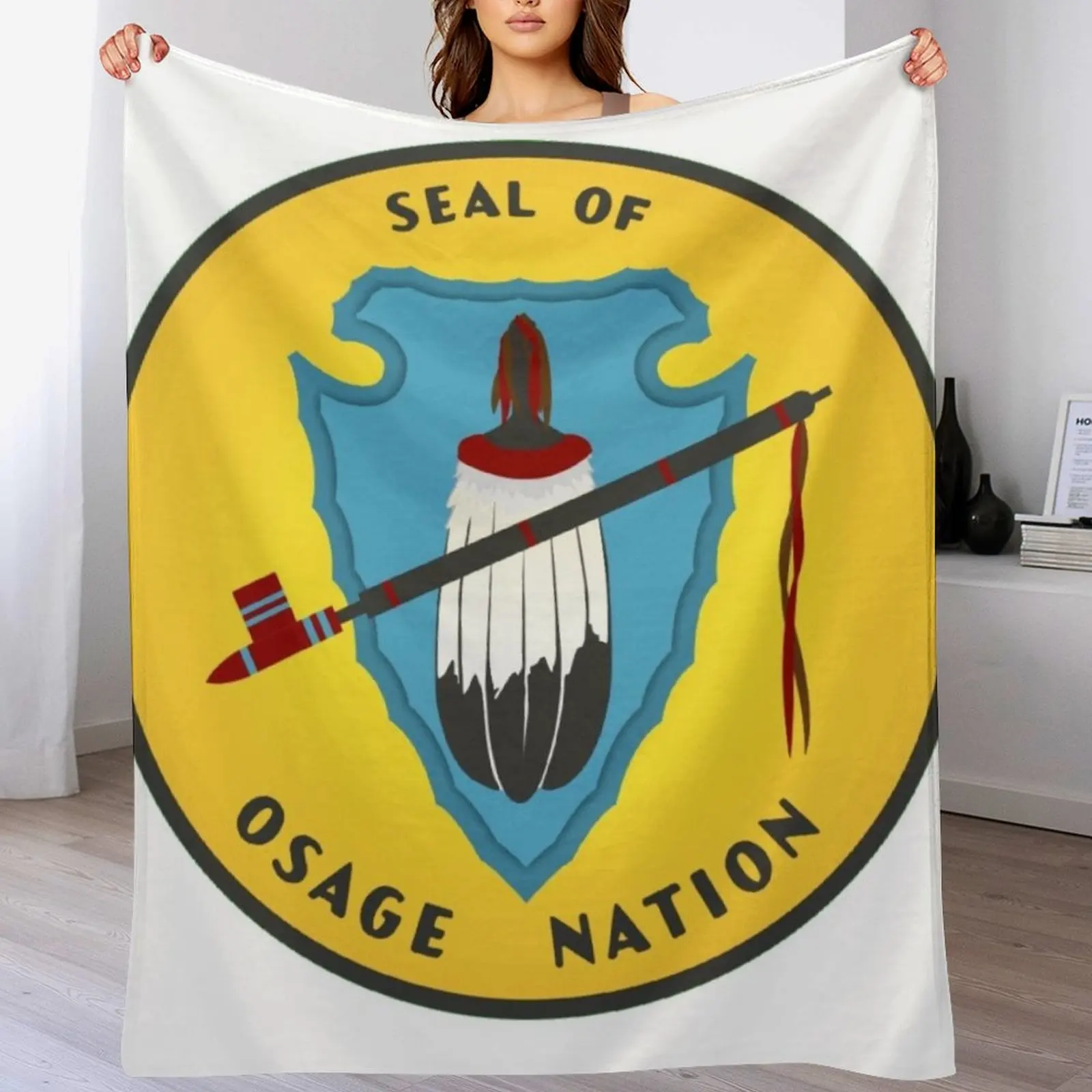 Osage Nation Seal Throw Blanket Warm Plush Fuzzy Blanket for Living Room