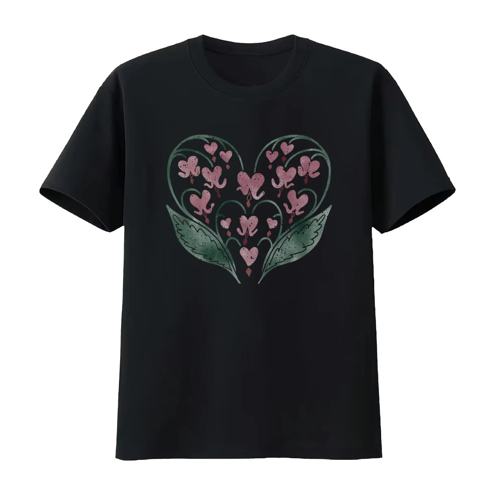 Bleeding Heart Flowers Spring Flower T-Shirt Summer Casual Cotton Tee Oversized Streetwear Tops Vintage Graphic Print