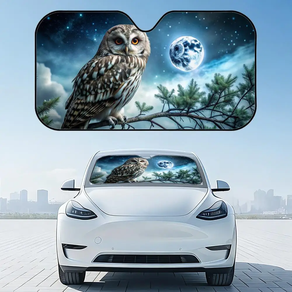 

Солнцезащитный козырек для автомобиля с милым рисунком совы, многоразовый, из алюминиевой фольги, защита от УФ-излучения, теплоизоляционный чехол-накидка