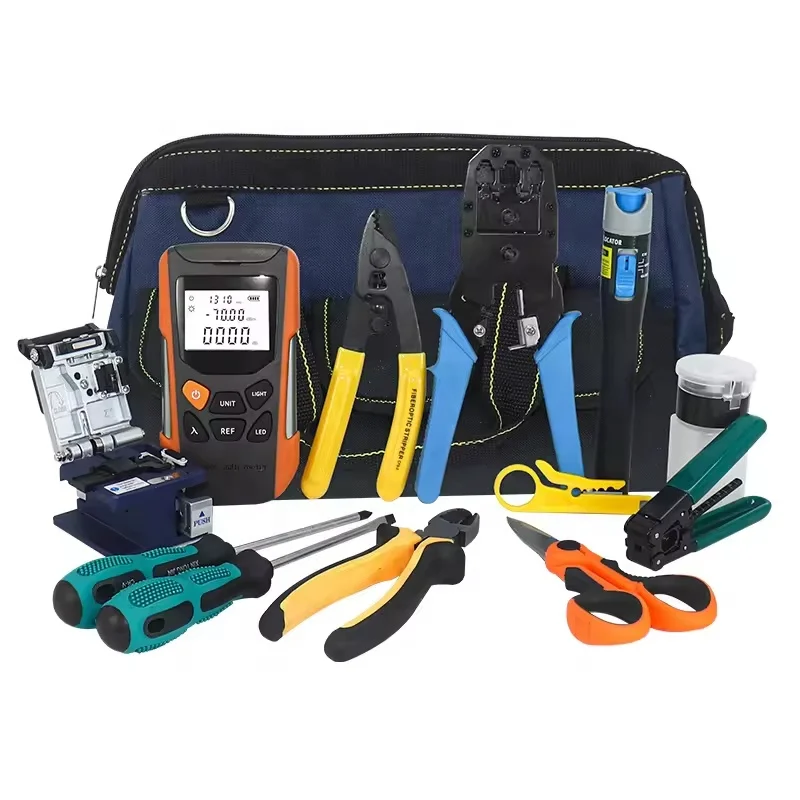 

Factory Price Fiber Optic Cable Jointing Tool Kit with Fiber Cleaver Fiber Fusion Splice Tools Kit Bag