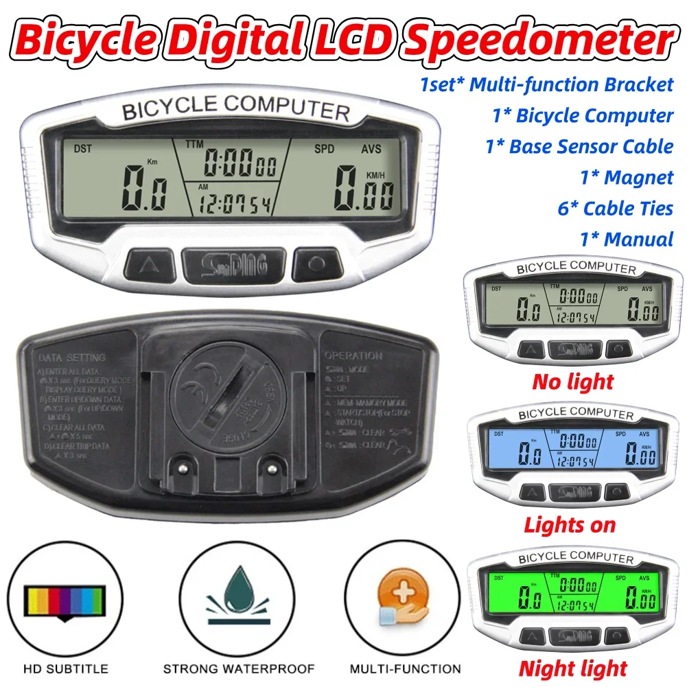 

Bike Backlight Computer Cycling Bicycle LCD Display Odometer Speedometer for SUNDING Outdoor Cycle Biking Entertainment