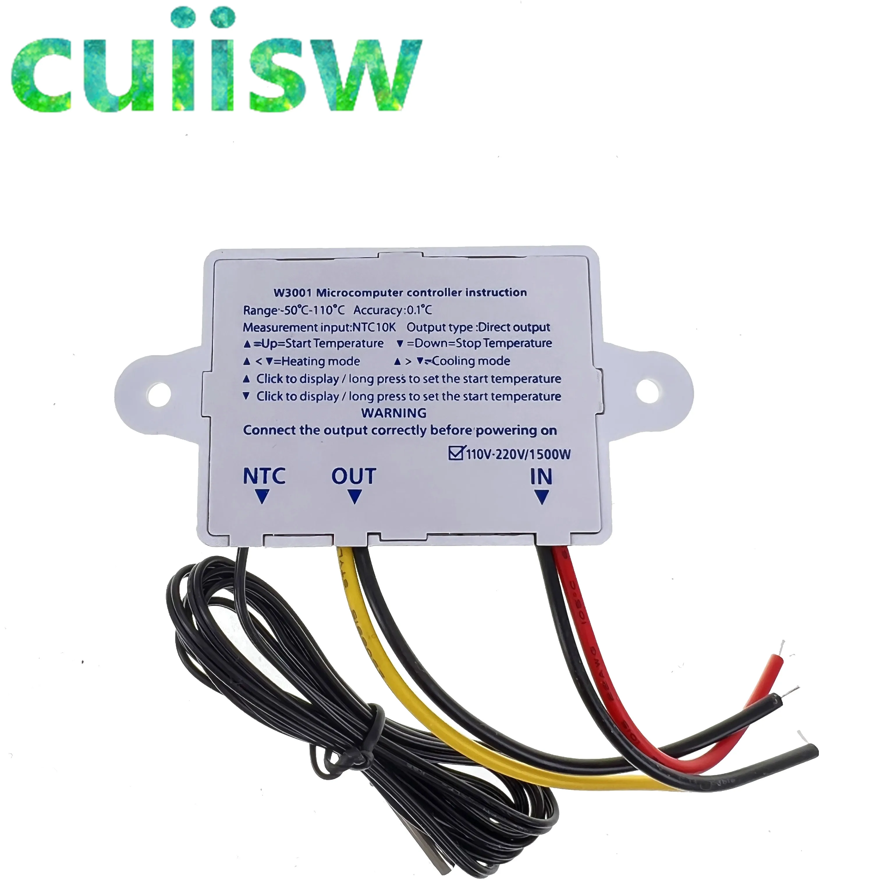 12 فولت/24 فولت/110 فولت/220 فولت W3001 الرقمية LED متحكم في درجة الحرارة 10A ترموستات التحكم التبديل التحقيق XH-W3001