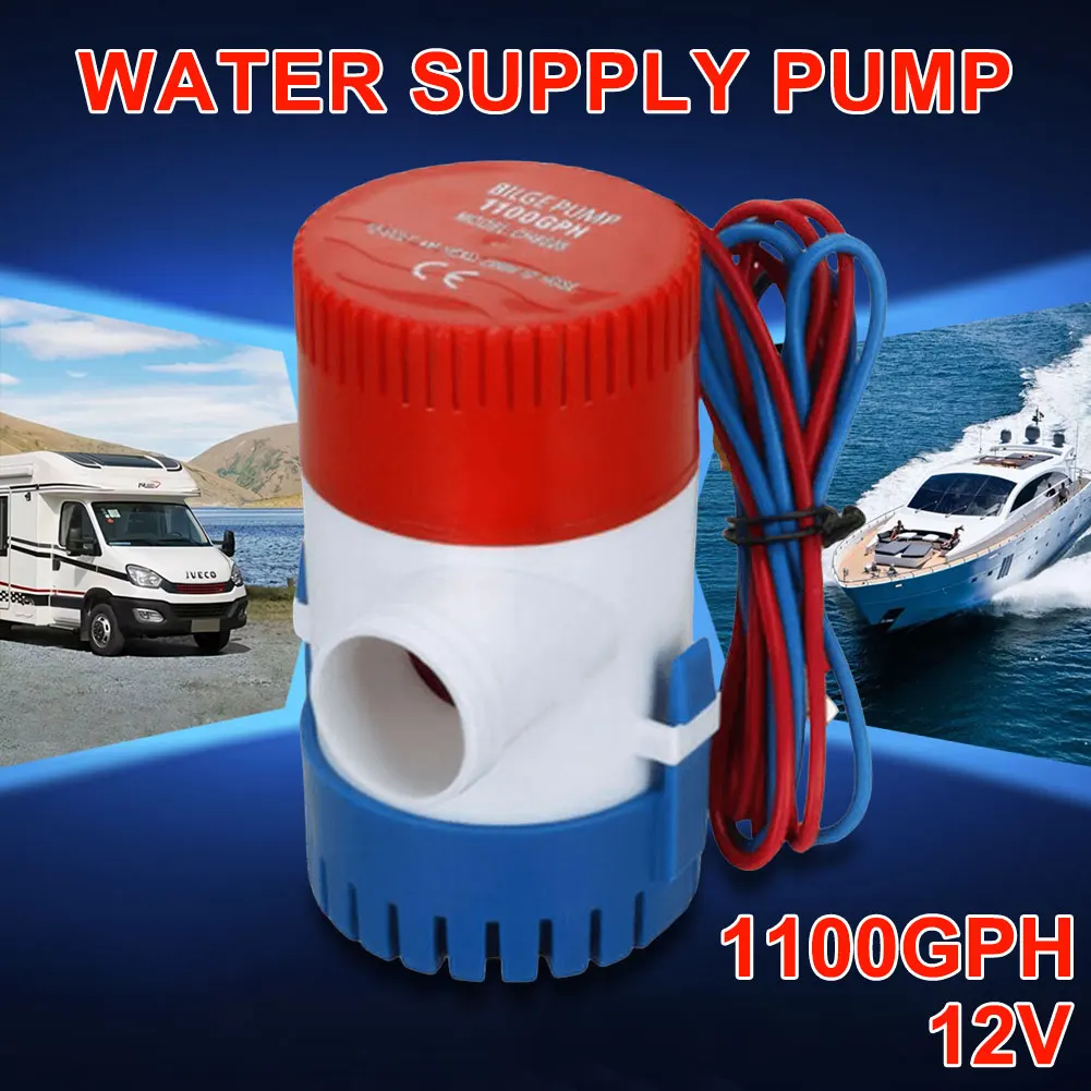 1100GPH Mini Electric Water Pump 12V Submersible Boat Marine Bilge Pump Marine Electric Bilge Pump for Seaplane Motor Houseboat