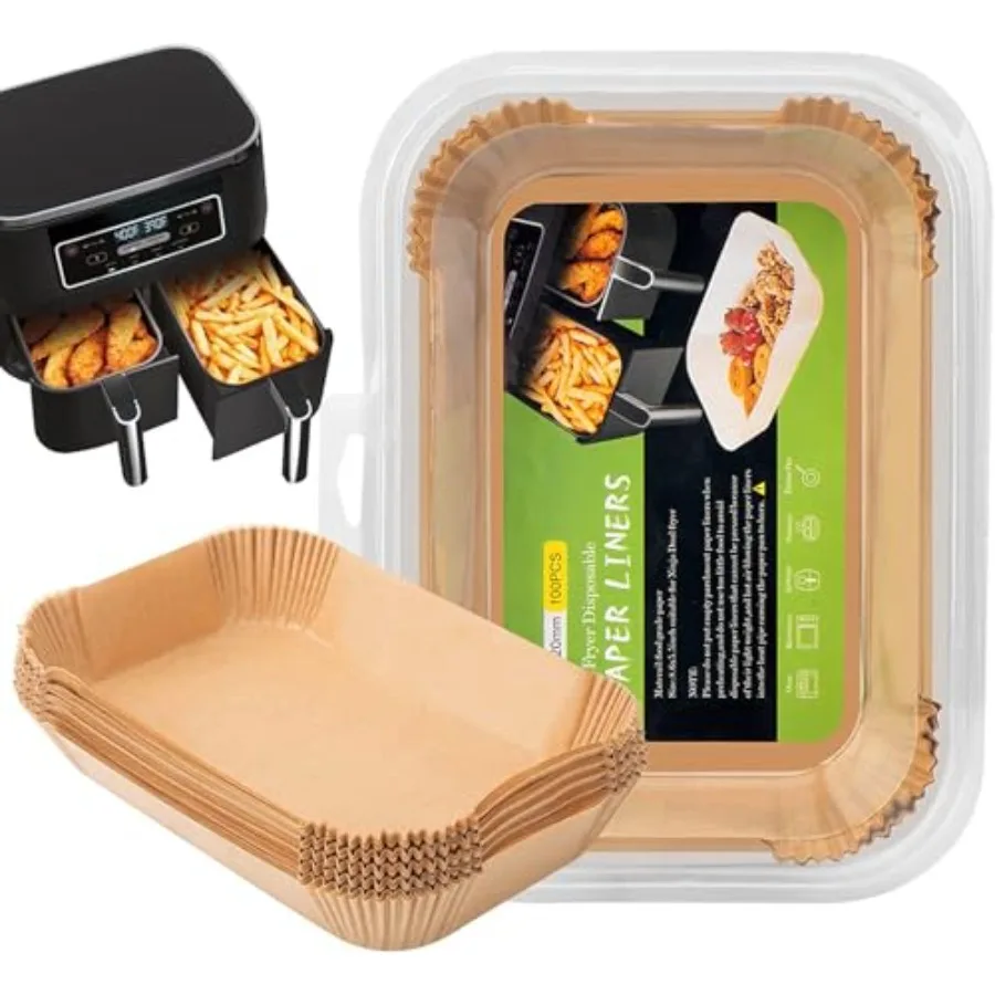 Air Fryer Disposable Liners, Air Fryer Liners Rectangle 8.6x 5.5'', Air fryer Parchment Paper Liners, Accessories Baking Paper
